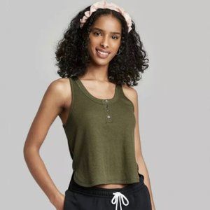 Wild Fable Olive Green Waffle Knit Tank Top